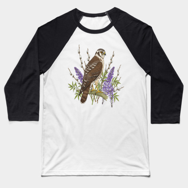 Northern Harrier Botanical Bird Baseball T-Shirt by BirdsnStuff