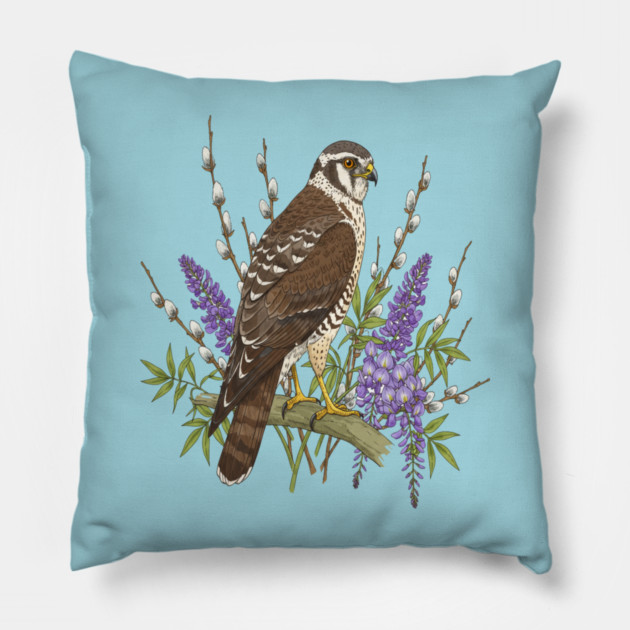 Northern Harrier Botanical Bird Pillow by BirdsnStuff
