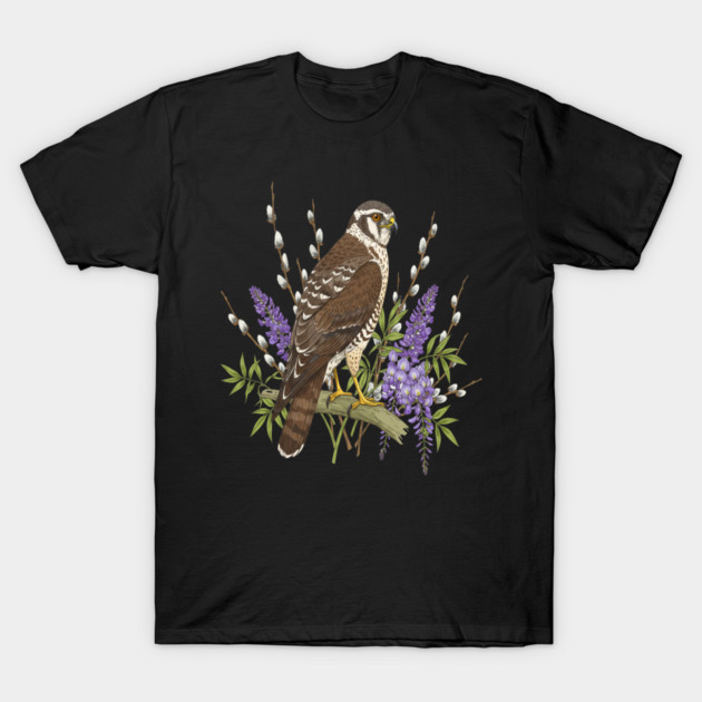 Northern Harrier Botanical Bird T-Shirt by BirdsnStuff