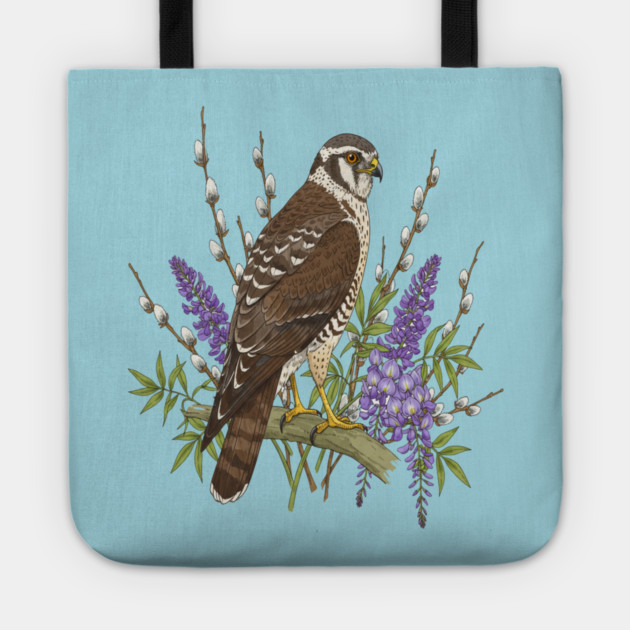 Northern Harrier Botanical Bird Tote by BirdsnStuff