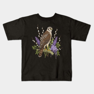 Northern Harrier Botanical Bird Kids T-Shirt