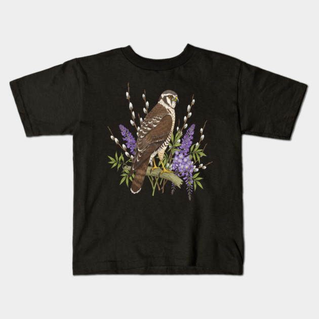 Northern Harrier Botanical Bird Kids T-Shirt by BirdsnStuff