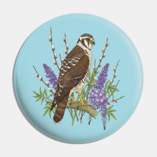 Northern Harrier Botanical Bird Pin