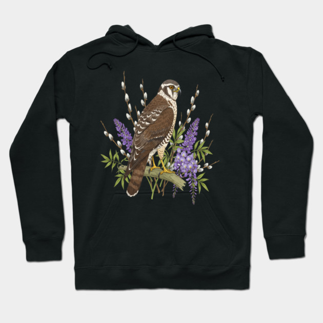 Northern Harrier Botanical Bird Hoodie by BirdsnStuff