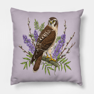 Northern Harrier Floral Perch Pillow