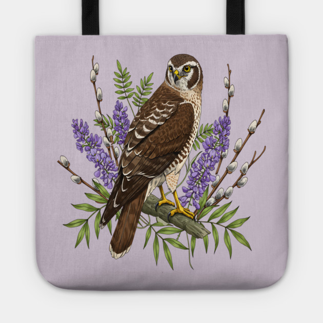 Northern Harrier Floral Perch Tote by BirdsnStuff