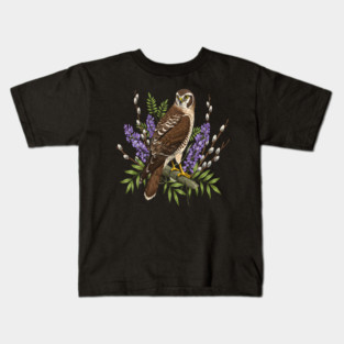 Northern Harrier Floral Perch Kids T-Shirt