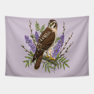 Northern Harrier Floral Perch Tapestry