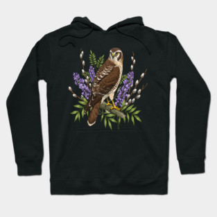Northern Harrier Floral Perch Hoodie