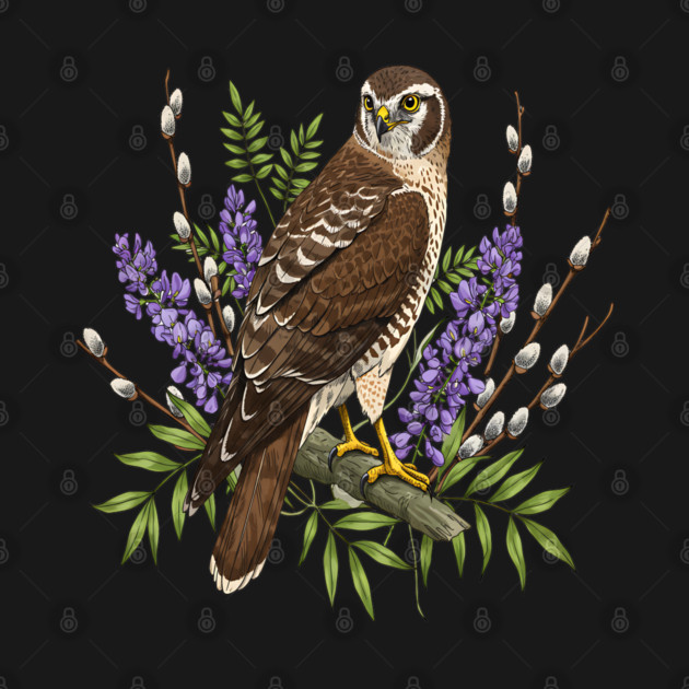 Northern Harrier Floral Perch by BirdsnStuff