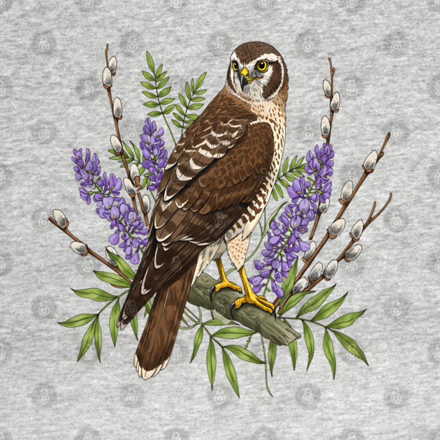 Northern Harrier Floral Perch by BirdsnStuff