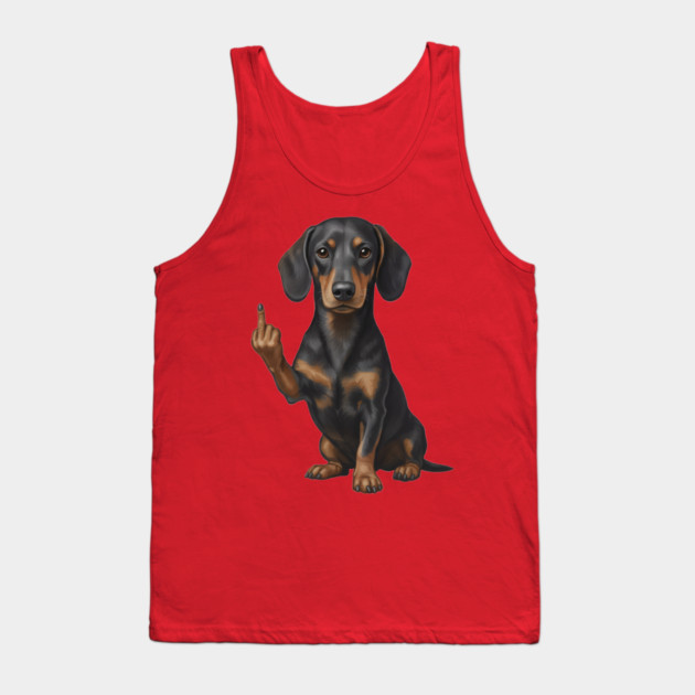 Dachshund Flipping The Bird Tank Top by The WYLD Tribe