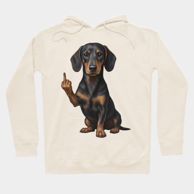 Dachshund Flipping The Bird Hoodie by The WYLD Tribe