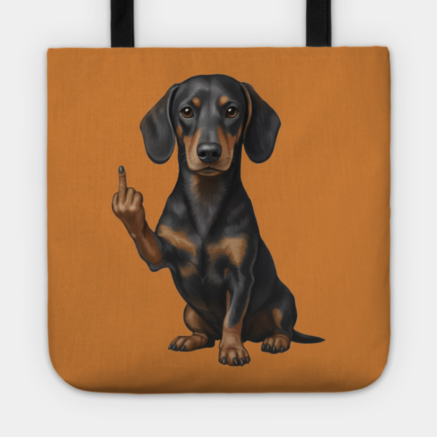 Dachshund Flipping The Bird Tote by The WYLD Tribe