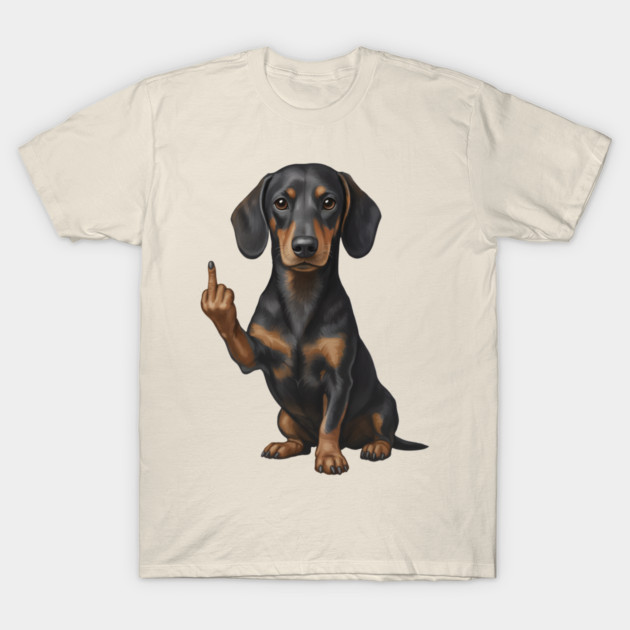Dachshund Flipping The Bird T-Shirt by The WYLD Tribe