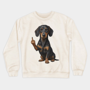 Dachshund Flipping The Bird Crewneck Sweatshirt