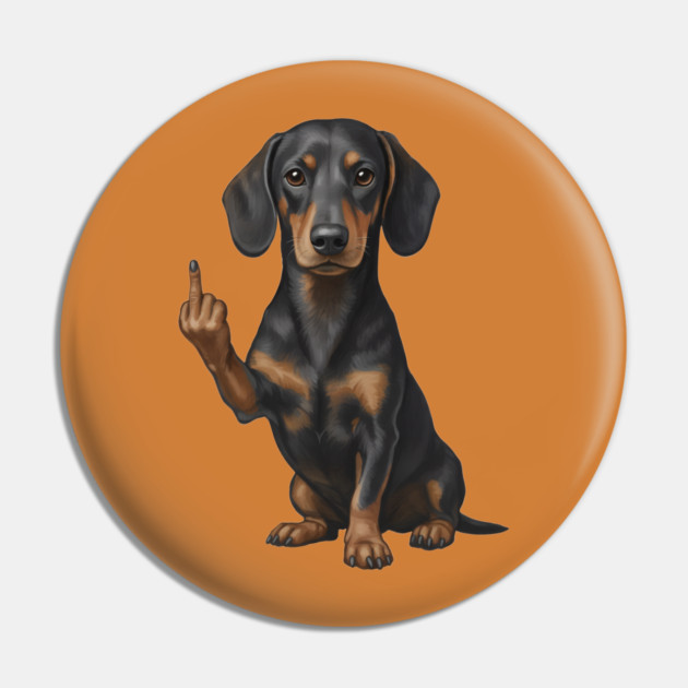 Dachshund Flipping The Bird Pin by The WYLD Tribe