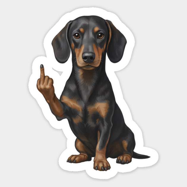 Dachshund Flipping The Bird Sticker by The WYLD Tribe
