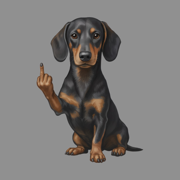 Dachshund Flipping The Bird by The WYLD Tribe