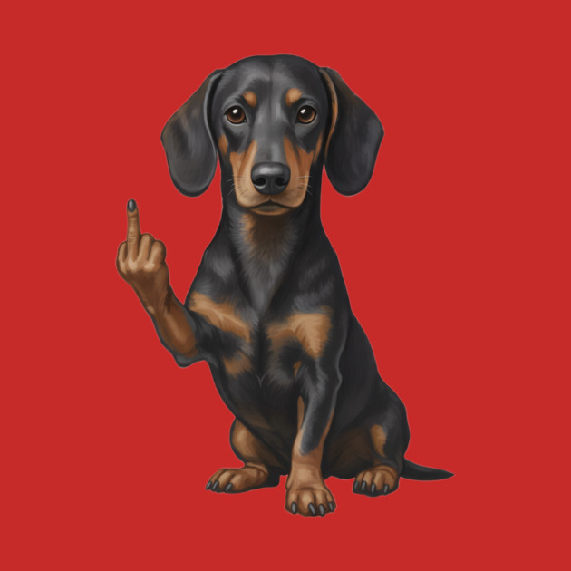 Dachshund Flipping The Bird by The WYLD Tribe