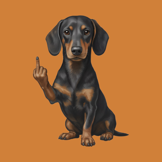 Dachshund Flipping The Bird by The WYLD Tribe