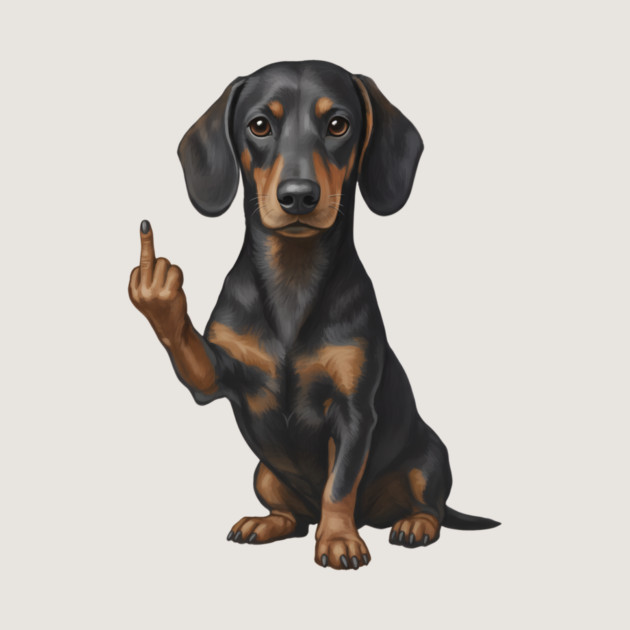 Dachshund Flipping The Bird by The WYLD Tribe