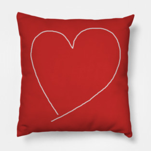 White Heart Line For Valentine's Day Pillow