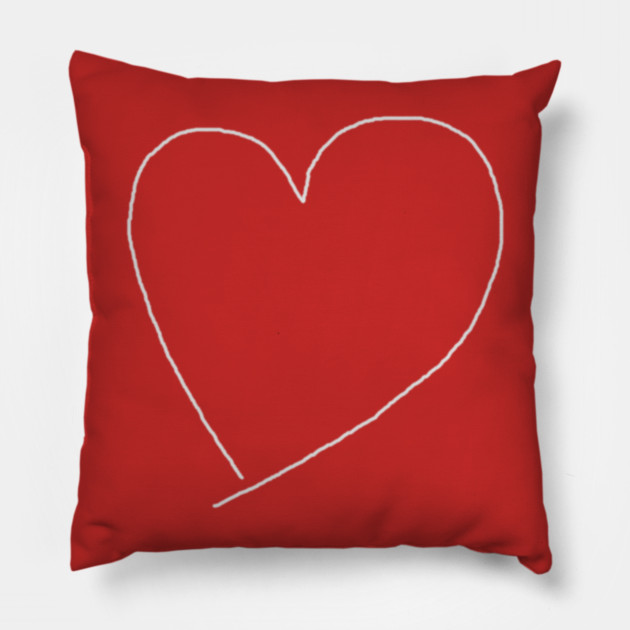 White Heart Line For Valentine's Day Pillow by Creatifly Graphic Tees