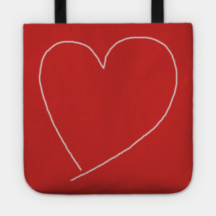 White Heart Line For Valentine's Day Tote