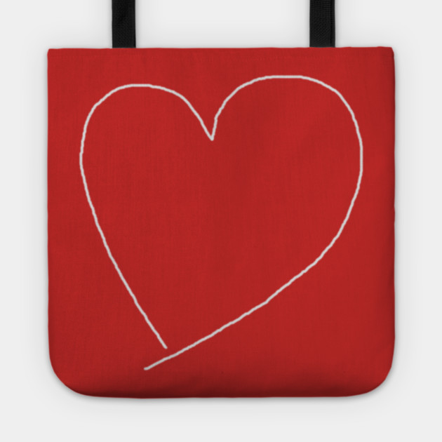 White Heart Line For Valentine's Day Tote by Creatifly Graphic Tees
