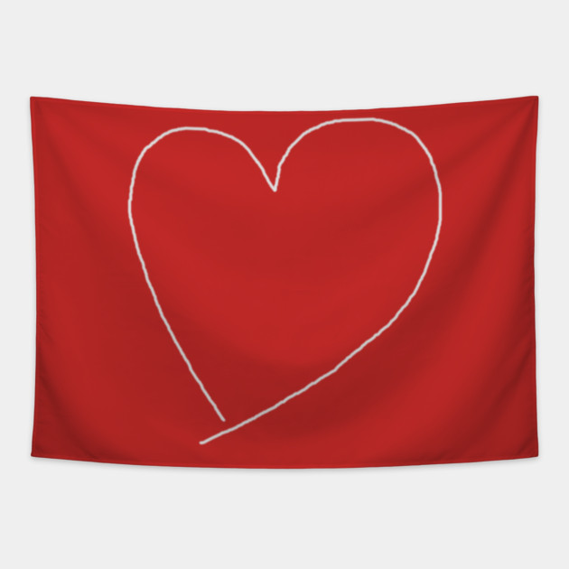 White Heart Line For Valentine's Day Tapestry by Creatifly Graphic Tees