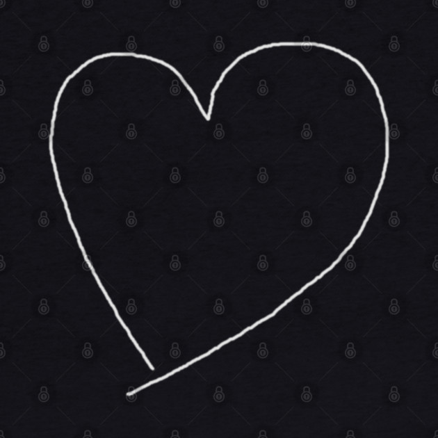 White Heart Line For Valentine's Day by Creatifly Graphic Tees