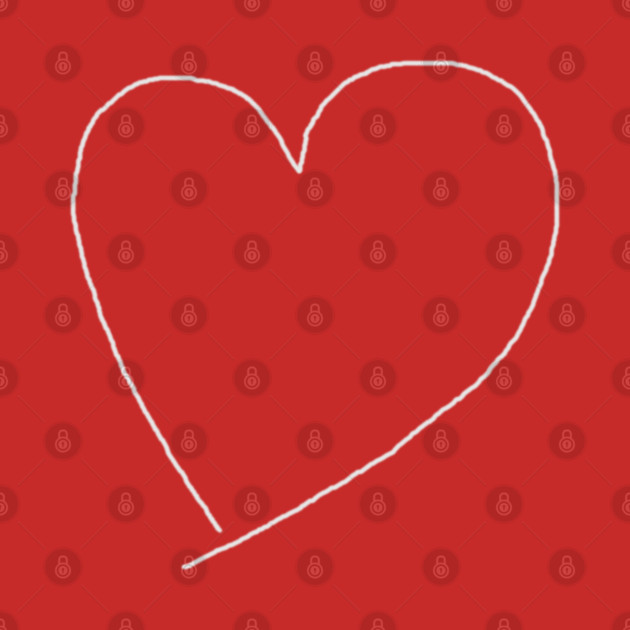White Heart Line For Valentine's Day by Creatifly Graphic Tees
