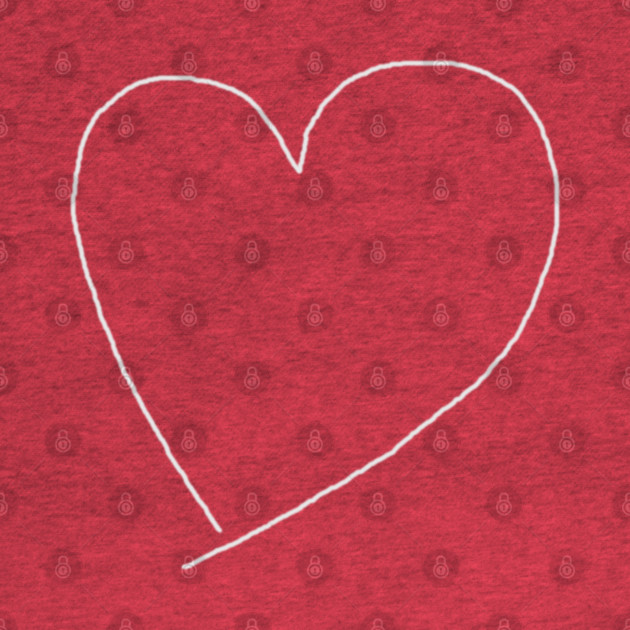 White Heart Line For Valentine's Day by Creatifly Graphic Tees