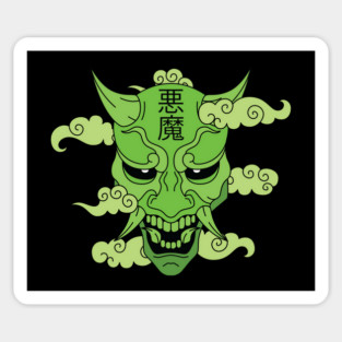 Japan Oni Mask Green Sticker
