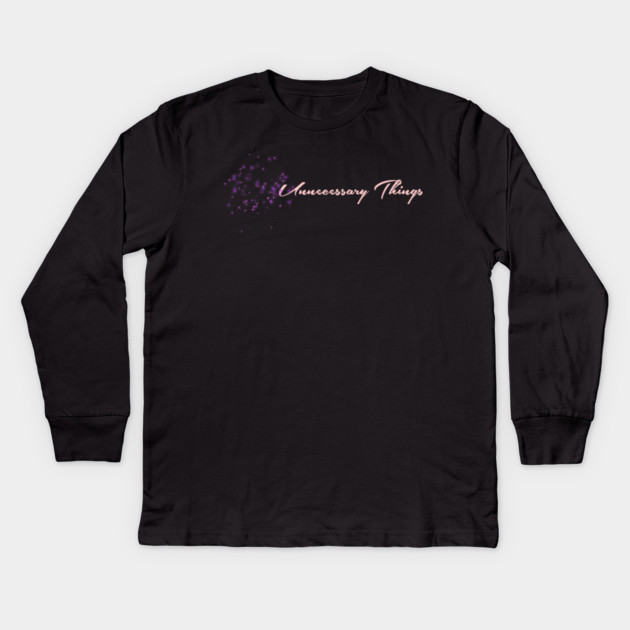 Unnecessary Things - Cursive Kids Long Sleeve T-Shirt by Lou Johnson