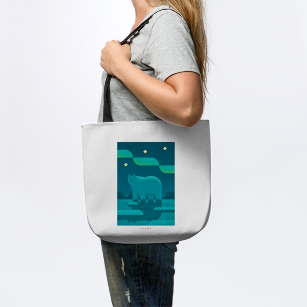 Retro Alaska Travel Poster Wall Art Print, Arctic Night Sky Polar Bear Artwork for Living Room, Northern Wilderness Decor Gift by Yesteeyear