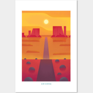 Retro Arizona Travel Poster Wall Art Print, Desert Sunset Landscape Artwork for Living Room, Southwestern State Decor Gift Posters and Art