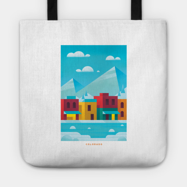 Retro Colorado Travel Poster Wall Art Print, Rocky Mountain Ski Resort Winter Artwork for Living Room, Rustic State Decor Gift Tote by Yesteeyear