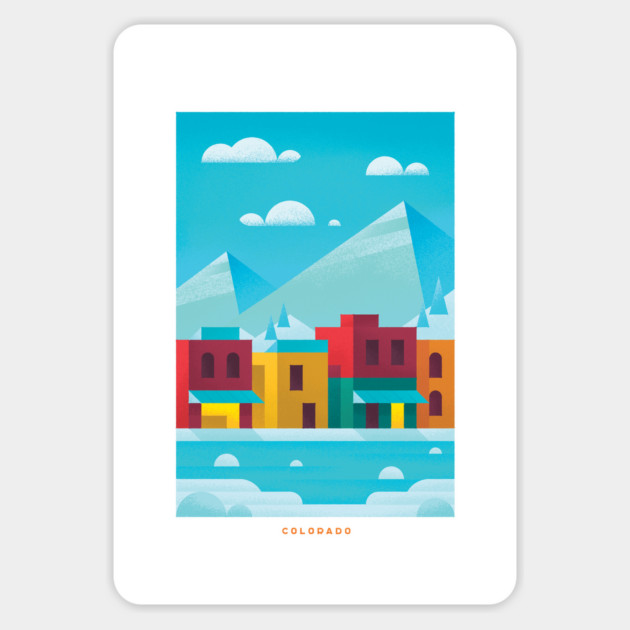 Retro Colorado Travel Poster Wall Art Print, Rocky Mountain Ski Resort Winter Artwork for Living Room, Rustic State Decor Gift Magnet by Yesteeyear