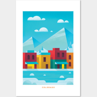 Retro Colorado Travel Poster Wall Art Print, Rocky Mountain Ski Resort Winter Artwork for Living Room, Rustic State Decor Gift Posters and Art