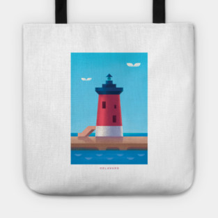 Vintage Delaware Travel Poster Wall Art Print, Retro Delaware State Artwork for Living Room, Coastal Landscape Decor Gift Tote