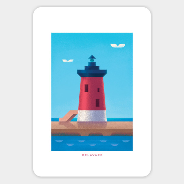 Vintage Delaware Travel Poster Wall Art Print, Retro Delaware State Artwork for Living Room, Coastal Landscape Decor Gift Magnet by Yesteeyear