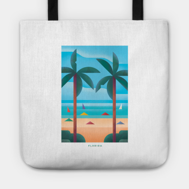Retro Florida Travel Poster Wall Art Print, Tropical Beach Palm Tree Artwork for Living Room, Coastal Sunshine State Decor Gift Tote by Yesteeyear
