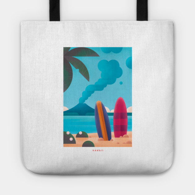 Vintage Hawaii Travel Poster Wall Art Print, Retro Hawaiian Beach Artwork for Living Room, Tropical Island Decor Gift Idea Tote by Yesteeyear