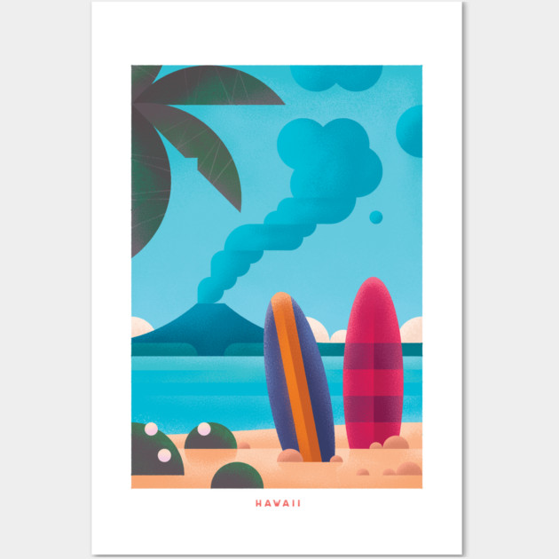 Vintage Hawaii Travel Poster Wall Art Print, Retro Hawaiian Beach Artwork for Living Room, Tropical Island Decor Gift Idea Wall Art by Yesteeyear