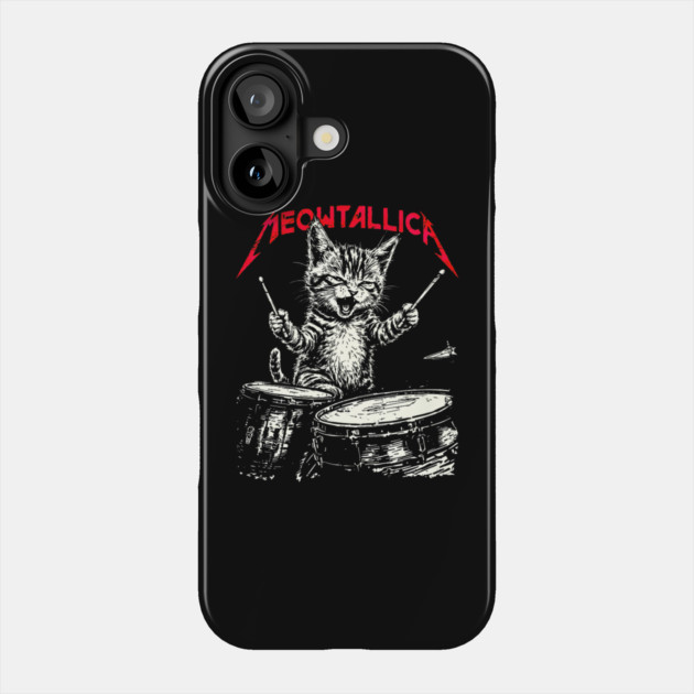Rock On Vintage Drummer Cat 80s Band Style Phone Case by yangho