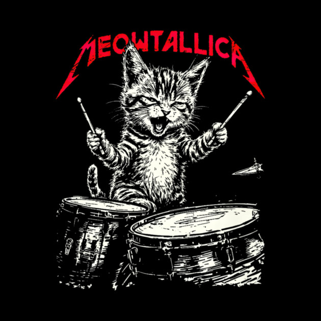 Rock On Vintage Drummer Cat 80s Band Style by yangho