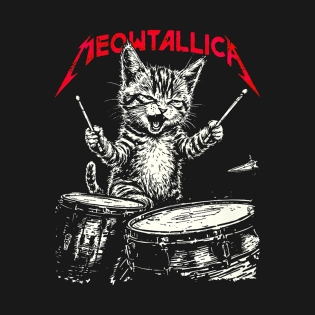 Rock On Vintage Drummer Cat 80s Band Style by yangho