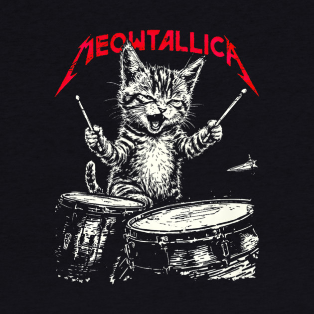 Rock On Vintage Drummer Cat 80s Band Style by yangho